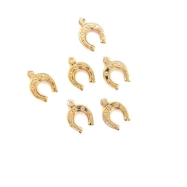 The Bead Bazaar - Wholesale Individual charm/pendant - Gold Hanging Horseshoe Charm, Gold Filled Horseshoe Pendant4