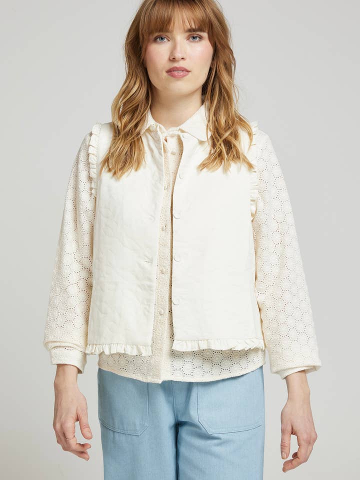 Andy & Lucy - Wholesale Cardigan - Women's - ISADORA - Ruffled Sleeveless Cardigan
