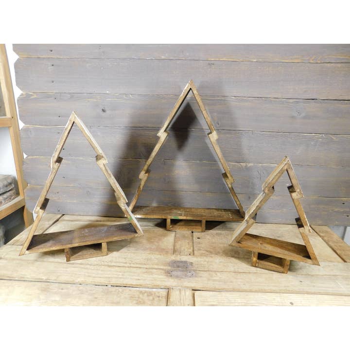 My Amigos Imports - Wholesale Christmas Decoration - Nesting Christmas Tree Set of 3-Wood-Antiqued White-Gorgeous2