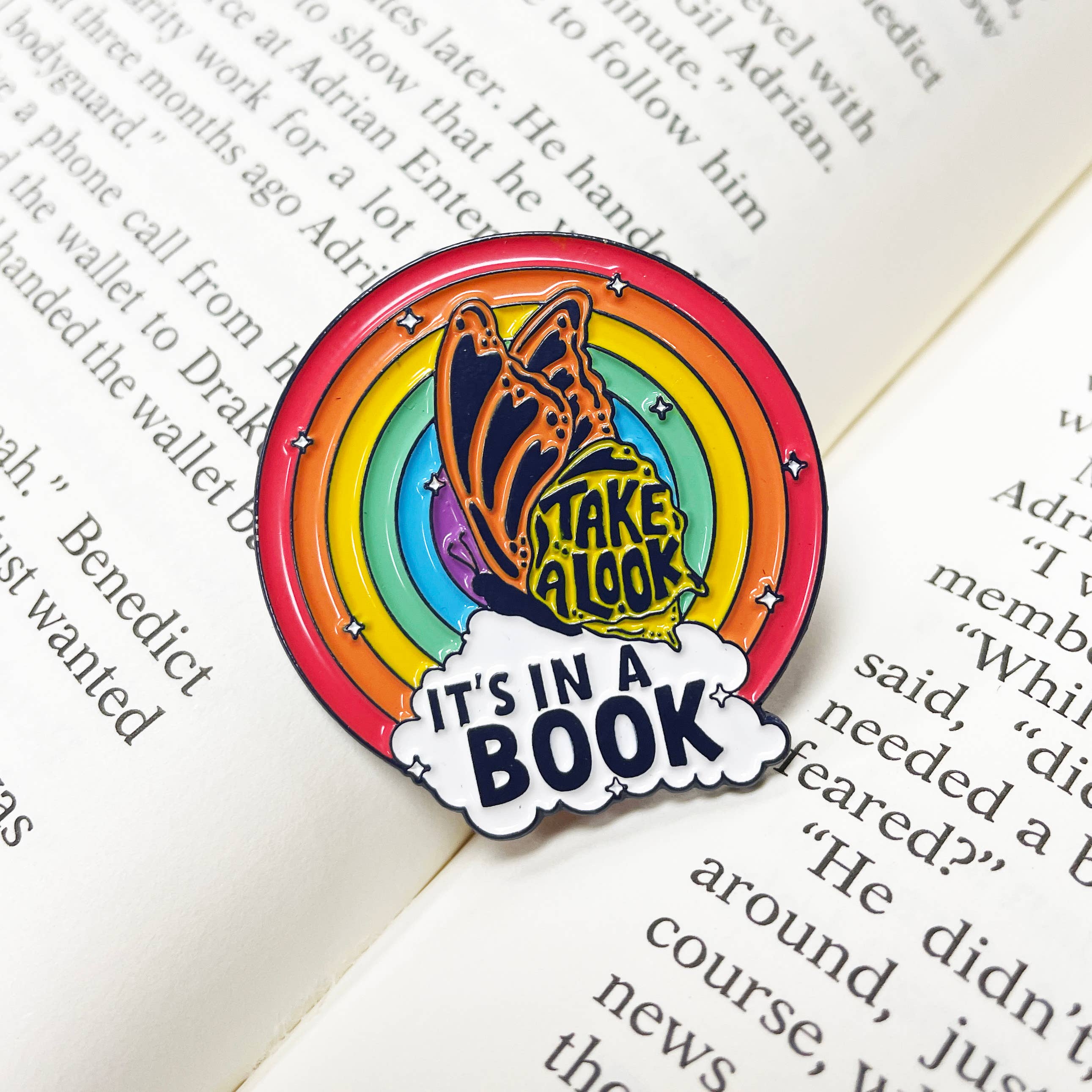 Pixel & Ink Creative - Wholesale Lapel Pin/Button - It's In A Book Rainbow Reading Enamel Pin | Pop Culture1