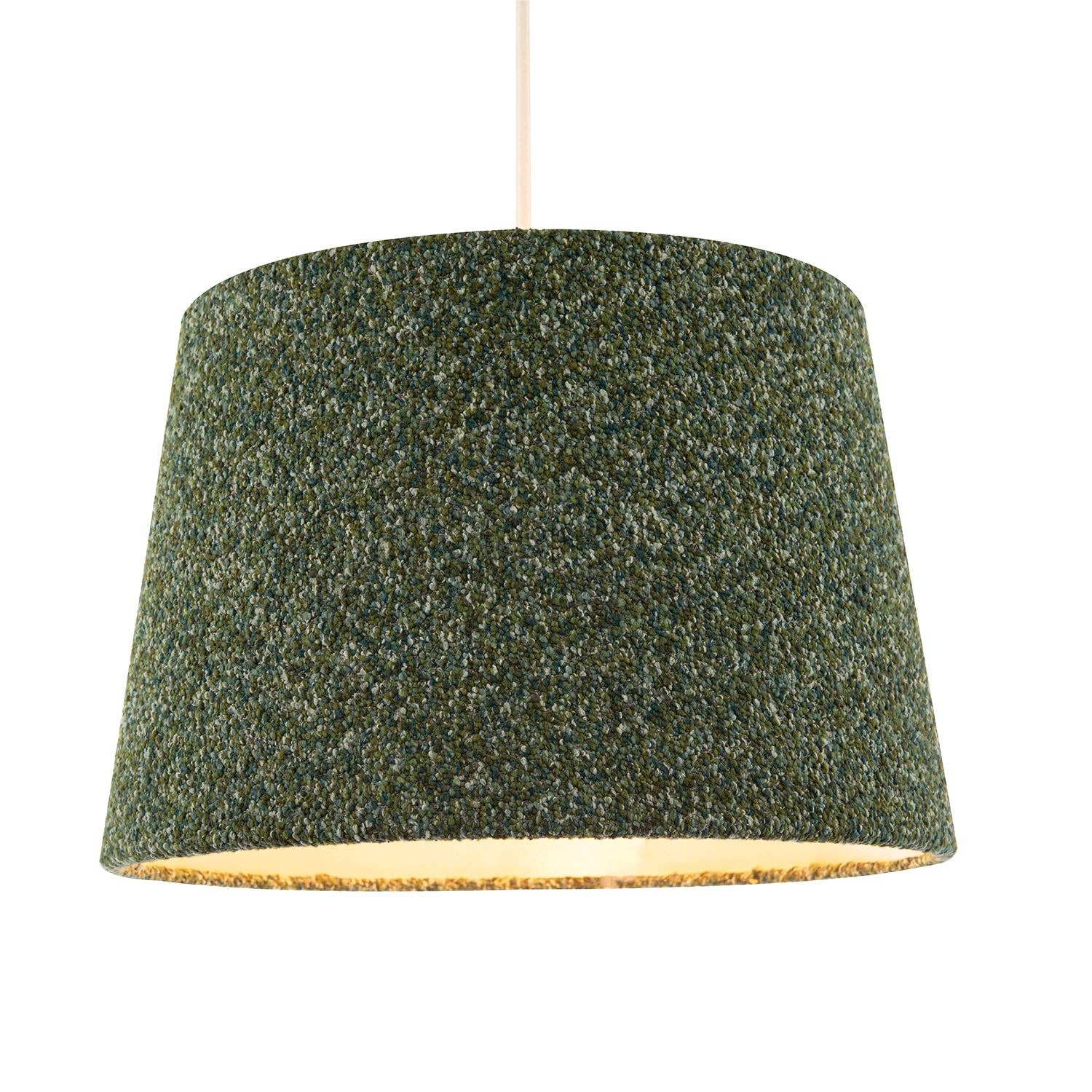 Happy Homewares – wholesale Lampshade – Forest and Sage Green Textured Wool Fabric Lamp Shade with Cream Inner1