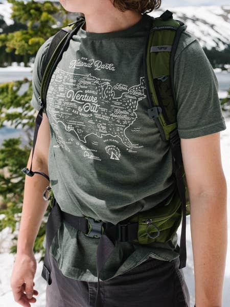 The Landmark Project - Wholesale Screen Printed T-Shirt - Unisex - National Parks Map Tee5