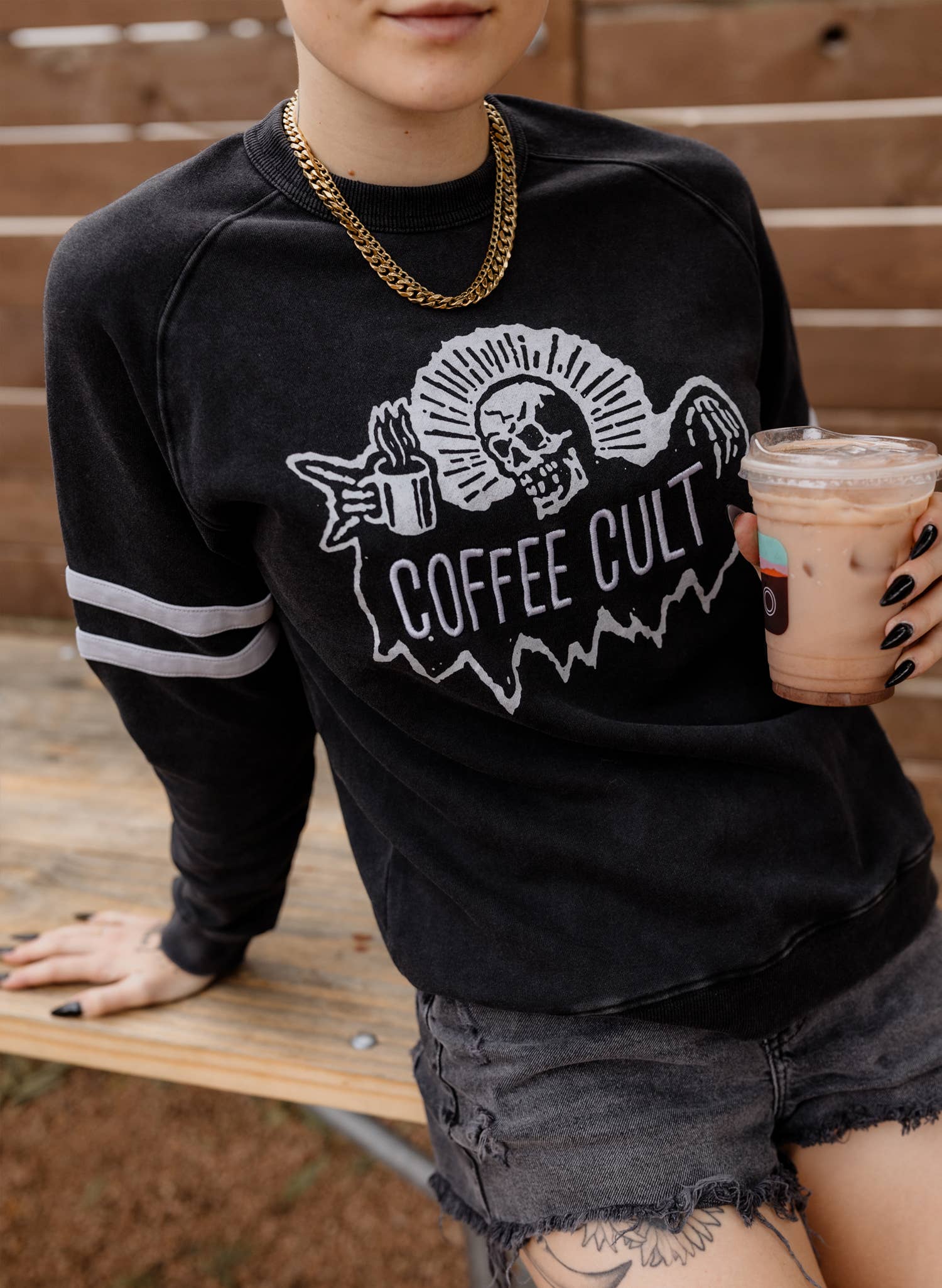 Pyknic - Wholesale Graphic Sweatshirt - Unisex - Coffee Cult Crewneck Sweatshirt0