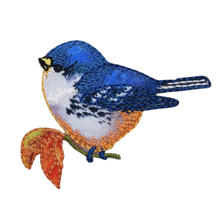 Blue Bird - Orange Breast, Embroidered Iron on Patch for wholesale by Wholesale Applique