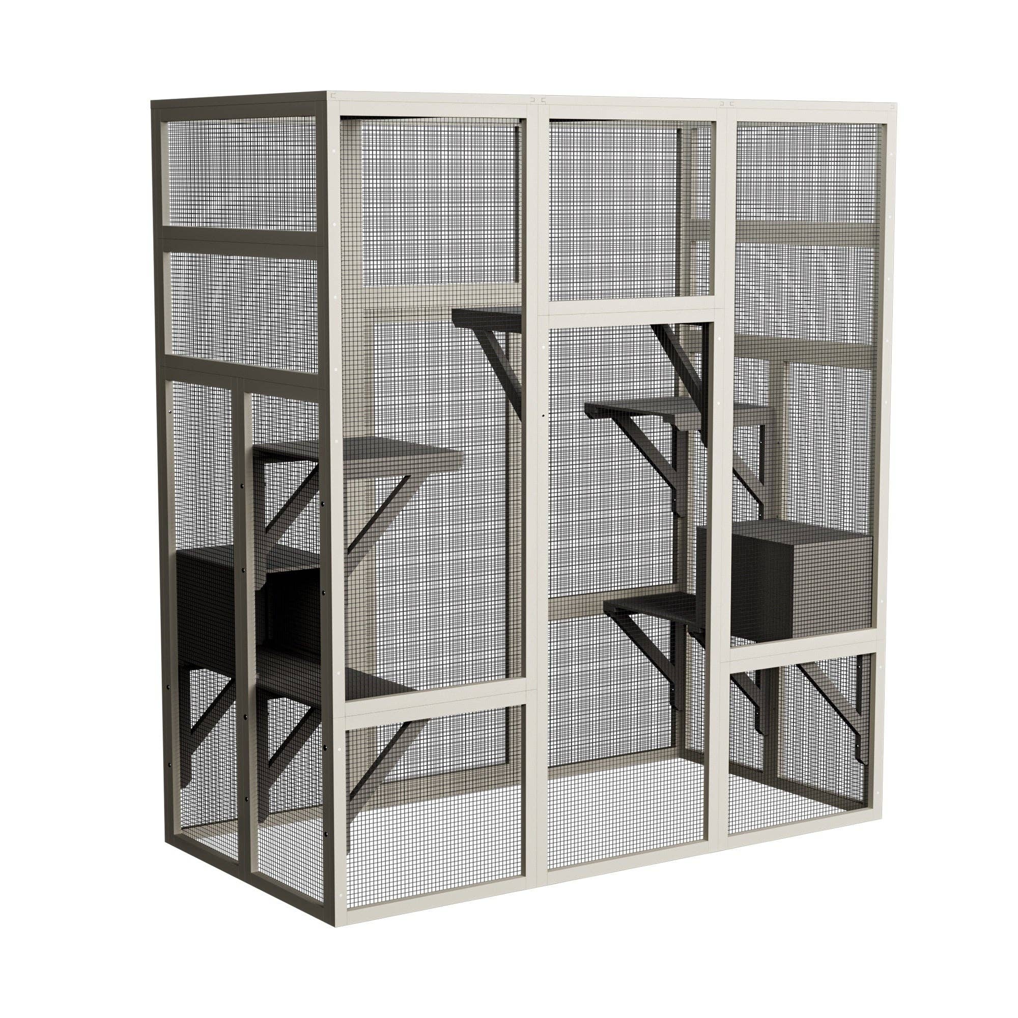 39F Inc. - Wholesale Pet Play Tunnel - Dog - 62.6in Large Outdoor Wooden Catio with Platforms & Boxes10