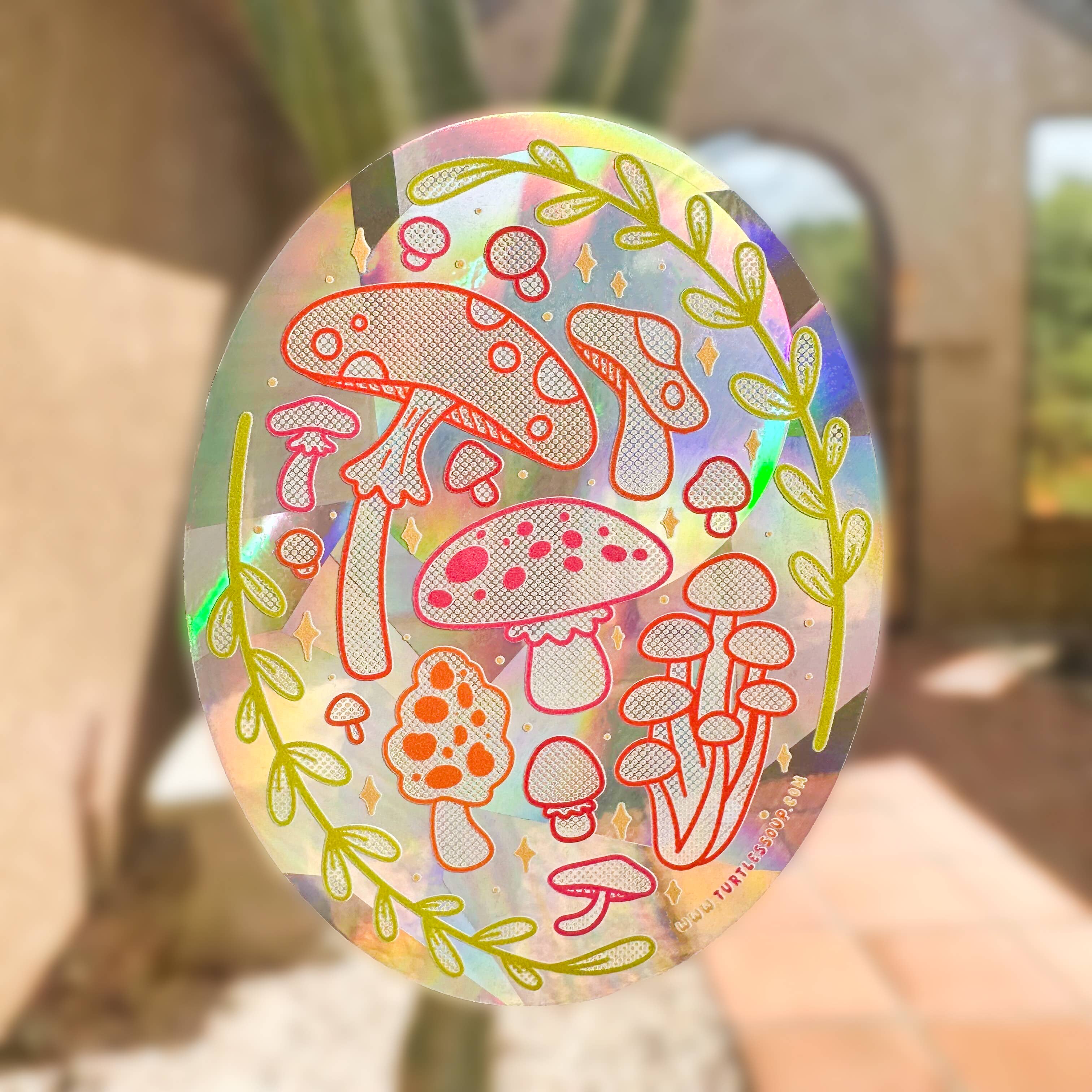 Turtle's Soup - Wholesale Suncatcher - Mushrooms Fungi Suncatcher Window Rainbow Vinyl Sticker1
