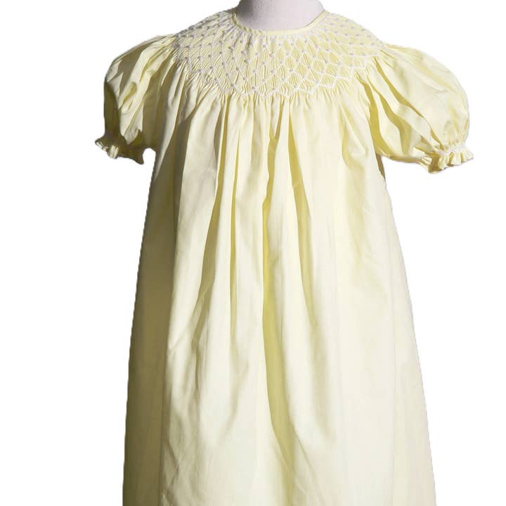 Gul perle geometrisk rynket kortærmet kjole for engroshandel hos Hello Bebes!