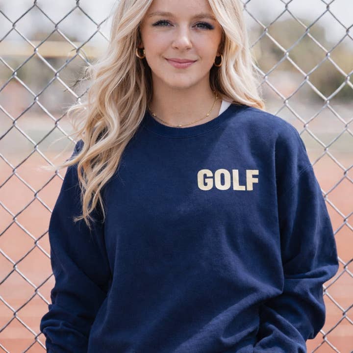 Personalized Custom Felt Letter Organic Sweatshirt (left chest 2-4 Letters) for wholesale by The Letterman Co