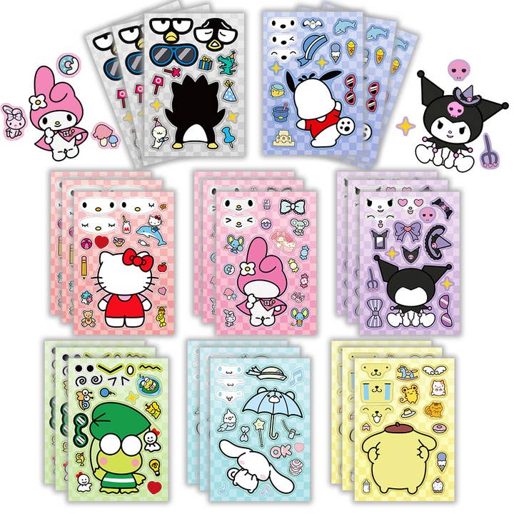 Sanrio Waterproof Play Stickers 8Pcs Set for wholesale by Sparkling Extras