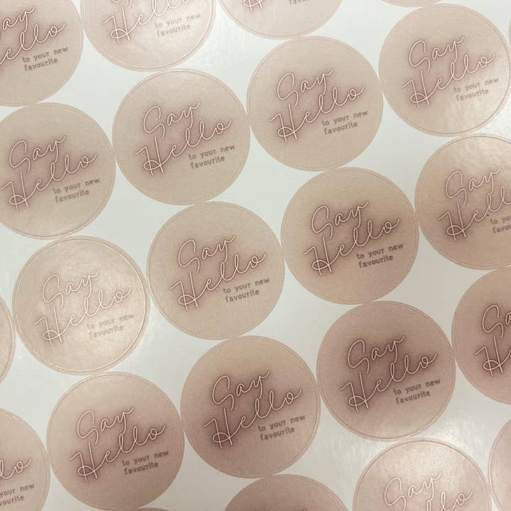 Feuille d'autocollants d'emballage Neutres Say Hello pour la vente par The Small Business Handbook