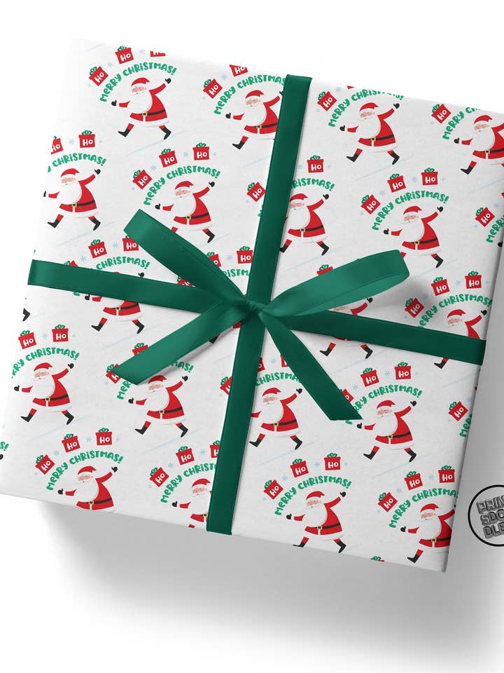 Ho Ho Ho Santa Christmas Gift Wrap - Flat Sheet for wholesale by Sweary Card Lady