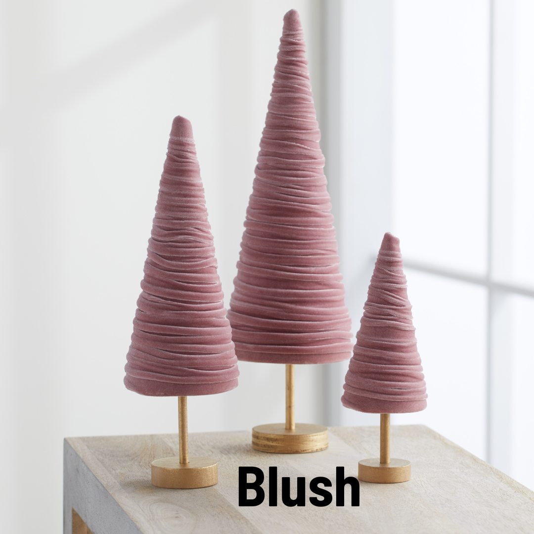Your Heart's Content - Wholesale Christmas Decoration - Pedestal Trees Velvet Set of 3 Tablescap, Winter Mantel24