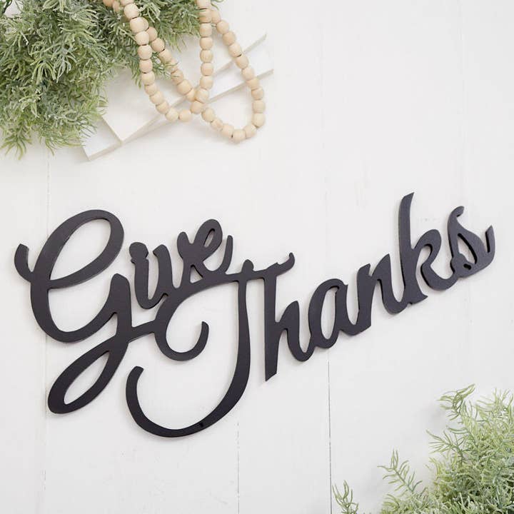 Finished Wood "Give Thanks" Cutout (Package of 12 pieces) for wholesale by Factory Direct Craft