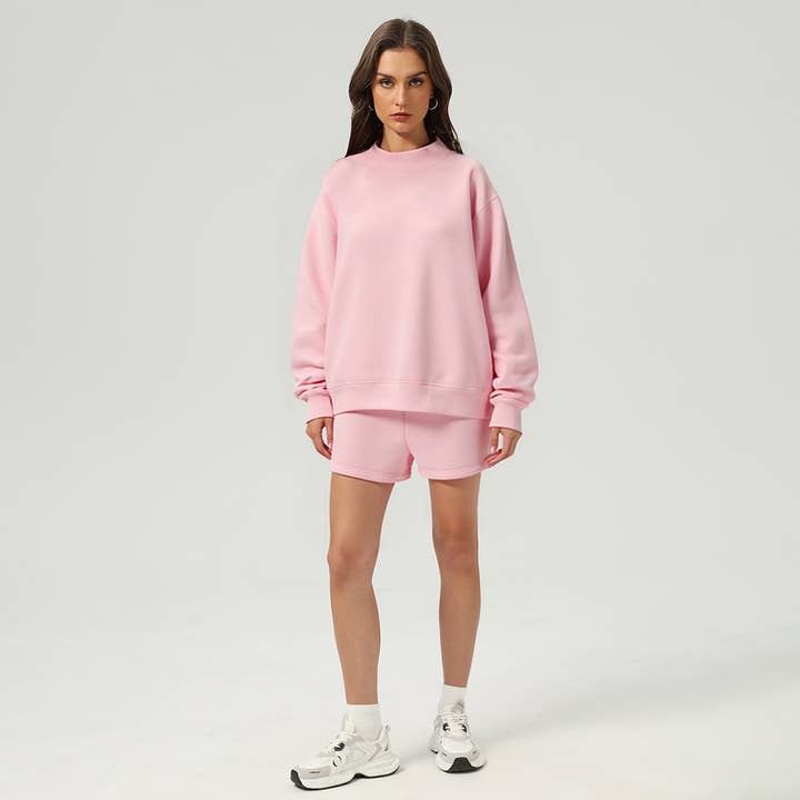 Ensemble ample pour femmes - Sweat à capuche à col montant + Short pour la vente par Sodalemon