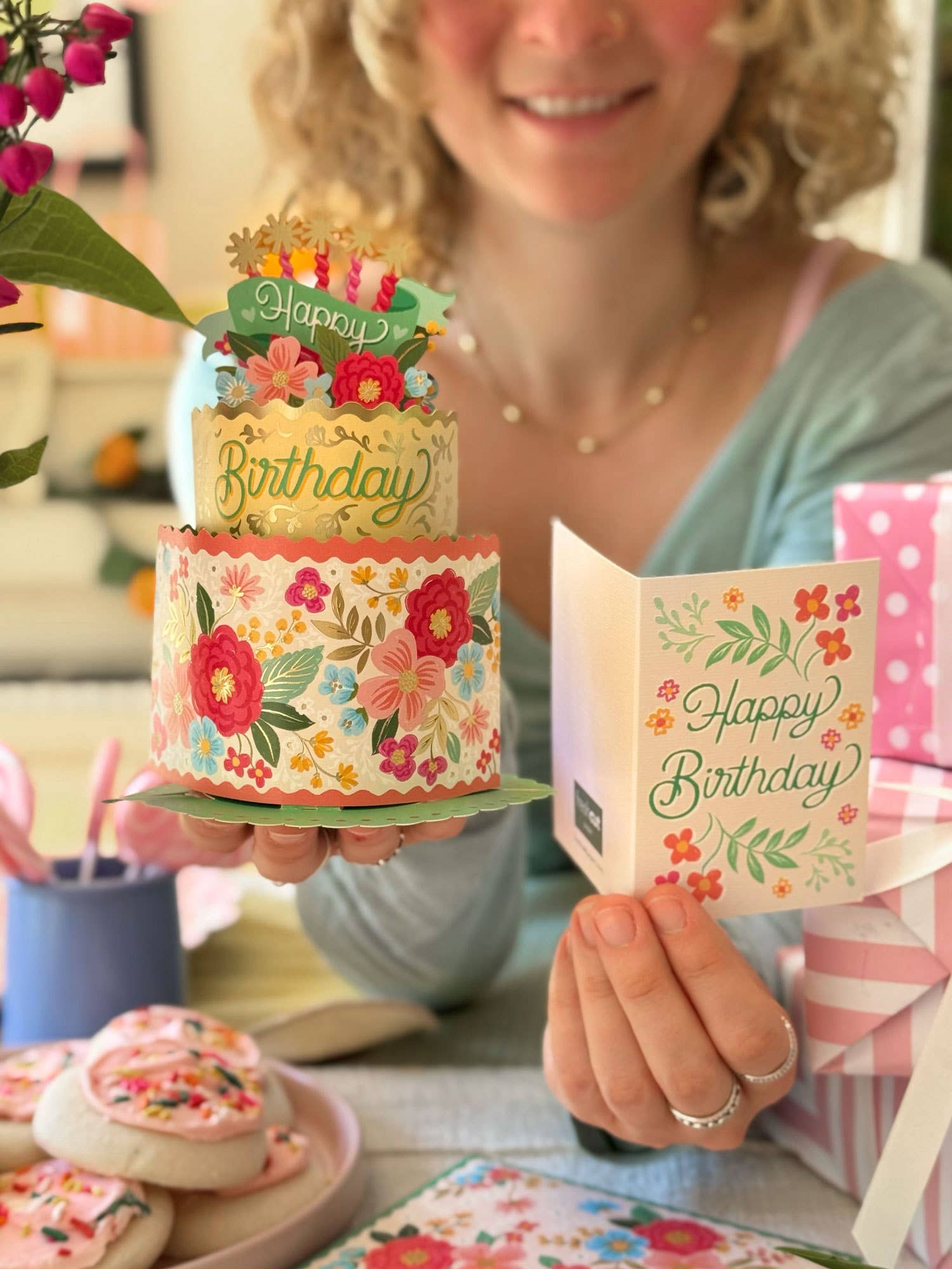 FreshCut Paper LLC – wholesale Birthday card – Mini Blooming Birthday Cake (10 Mini Pop-up Greeting Cards)3