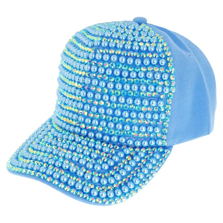 SP Sophia Collection - Wholesale Baseball Cap - Women's - Iridescent Rhinestone & Pearl Bling Baseball Cap15