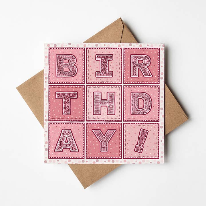 Pink Typographic Birthday Card for wholesale by Jess A Little Creative