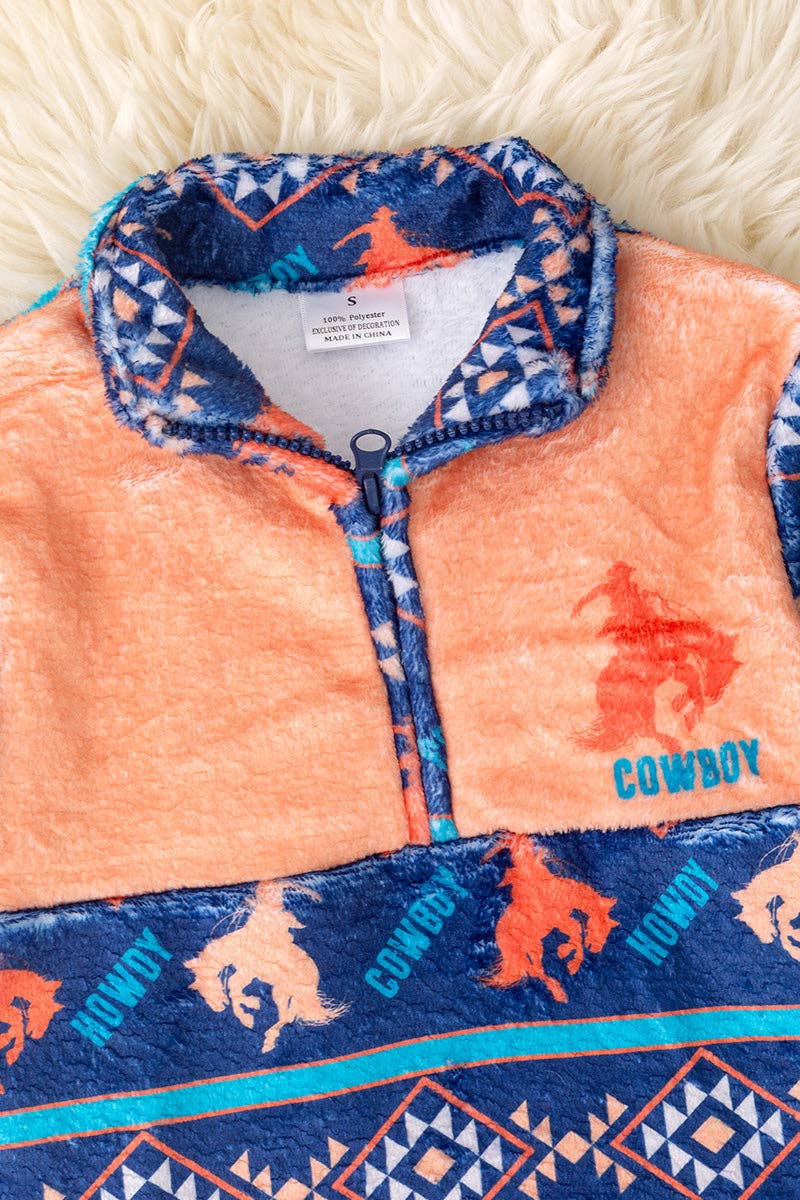 Kids Charm Online - Wholesale Sweatshirt - Kids - Howdy" Horse rider printed pullover sweater. TPB50514 JEAN1