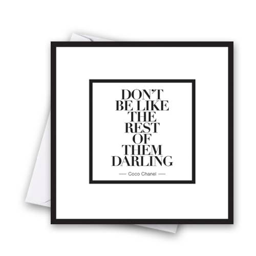 Tarjeta de felicitación «Don't be like the rest» de la colección Coco para venta al por mayor de Catherine Loves