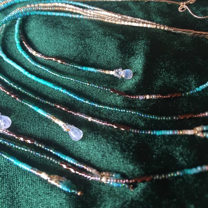 Maui Swan Gold-Filled & Glass Beadwork Earrings W/ Moonstone for wholesale by Maui Swan Designs