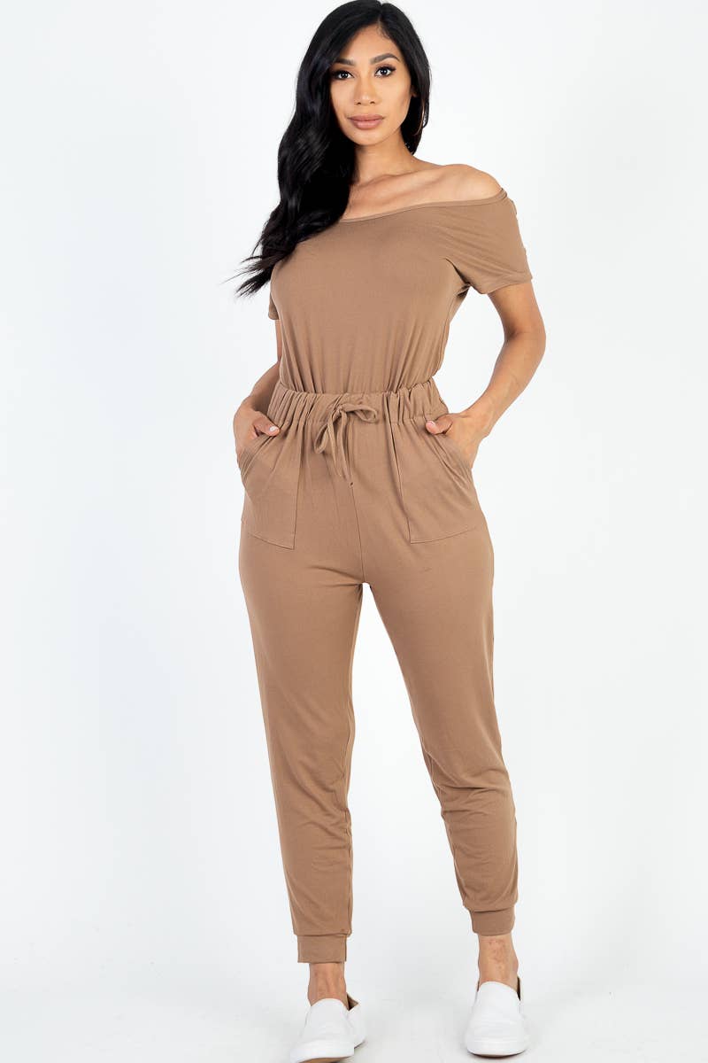 CAPELLA APPAREL – Großhandel Jumpsuit – Damen – Jumpsuit mit zwei Wege-Schultern und Kordelzug22