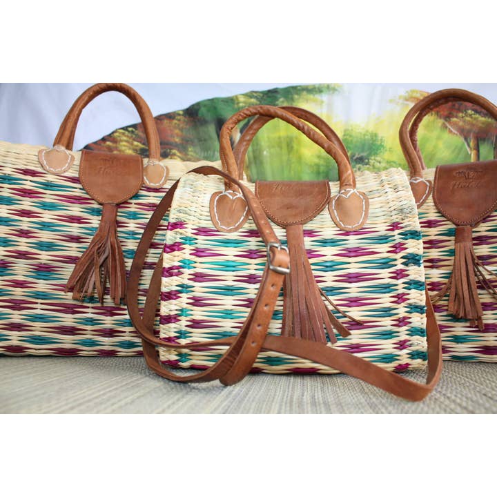 Boutique Huléti – Saco de praia por atacado – Cesta mala bicolor com fecho magnético - JONC + COURO - Bolsa artesanal única Huléti3