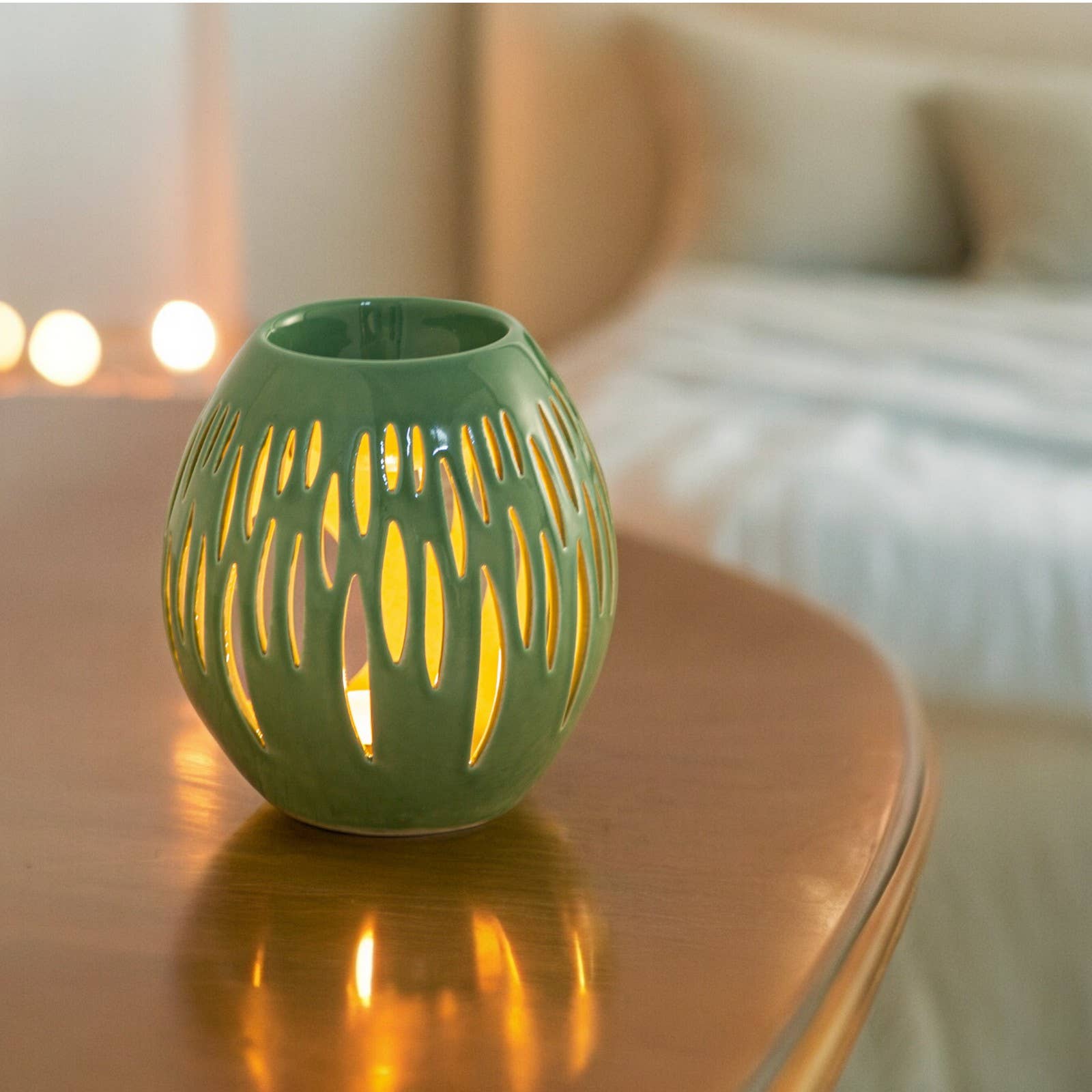 Zen'Arôme - Wholesale Oil Warmer - Ovali Olive ceramic wax warmer and melts6