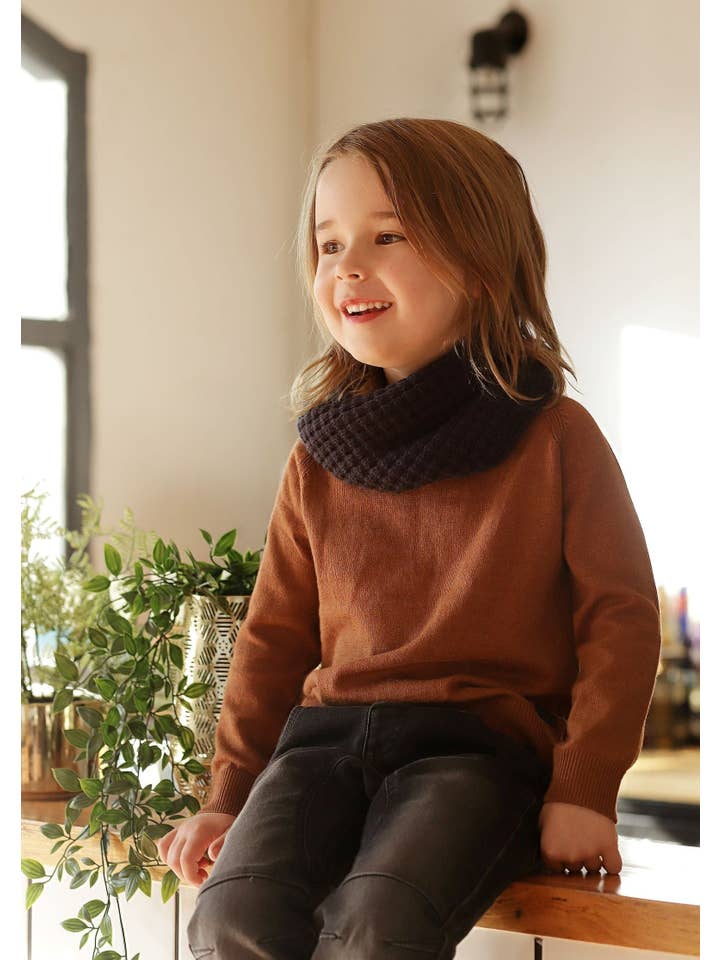 iMiN Kids - Wholesale Knitted jumper – Kids - Boys Lightweight Caramel Brown Sweater1