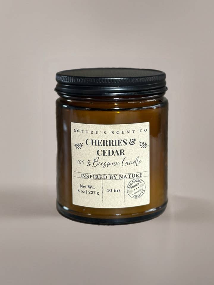 Cherries & Cedar All Natural Candle - No Label Available for wholesale by Nature’s Scent Co