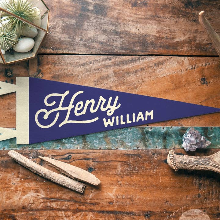 Benoit's Design Co. - Wholesale Sign - Custom Heritage Name Felt Pennant - Bold