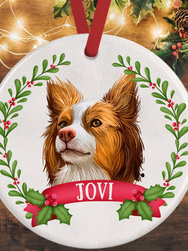 Red Australian Shepherd Christmas Decoration for wholesale by WagATudeTags