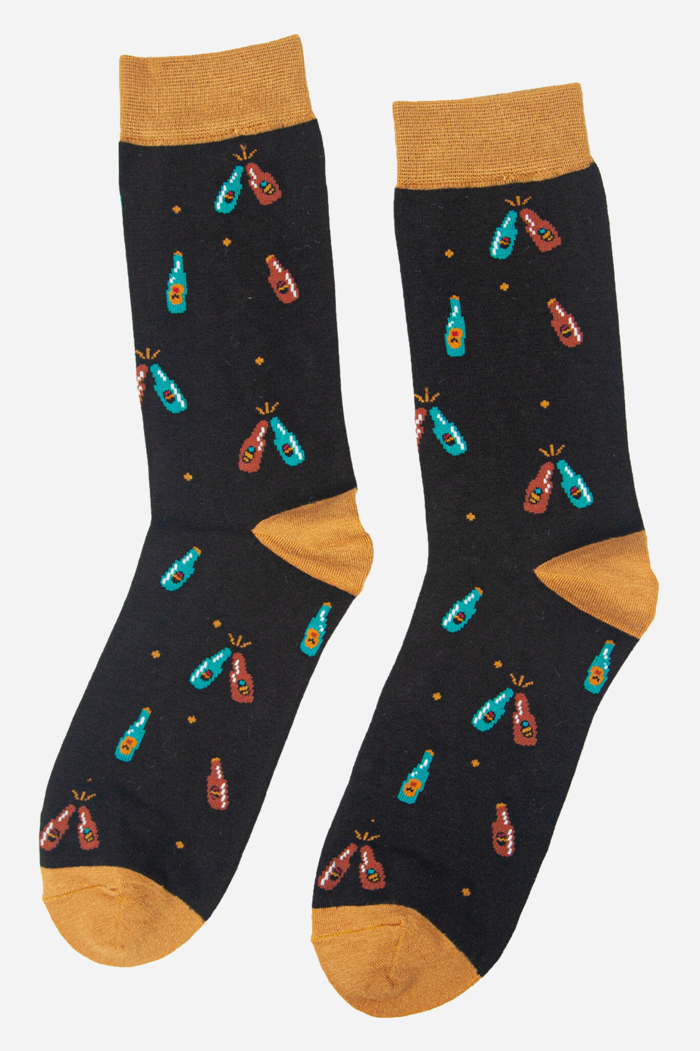 Sock Talk – wholesale Socks – Men's – Black Men's Beer Bottle Print Bamboo Socks1