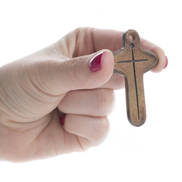 1-1/4" x 2" Handcrafted Natural Dark Wood Cross Pendant for wholesale by Factory Direct Craft