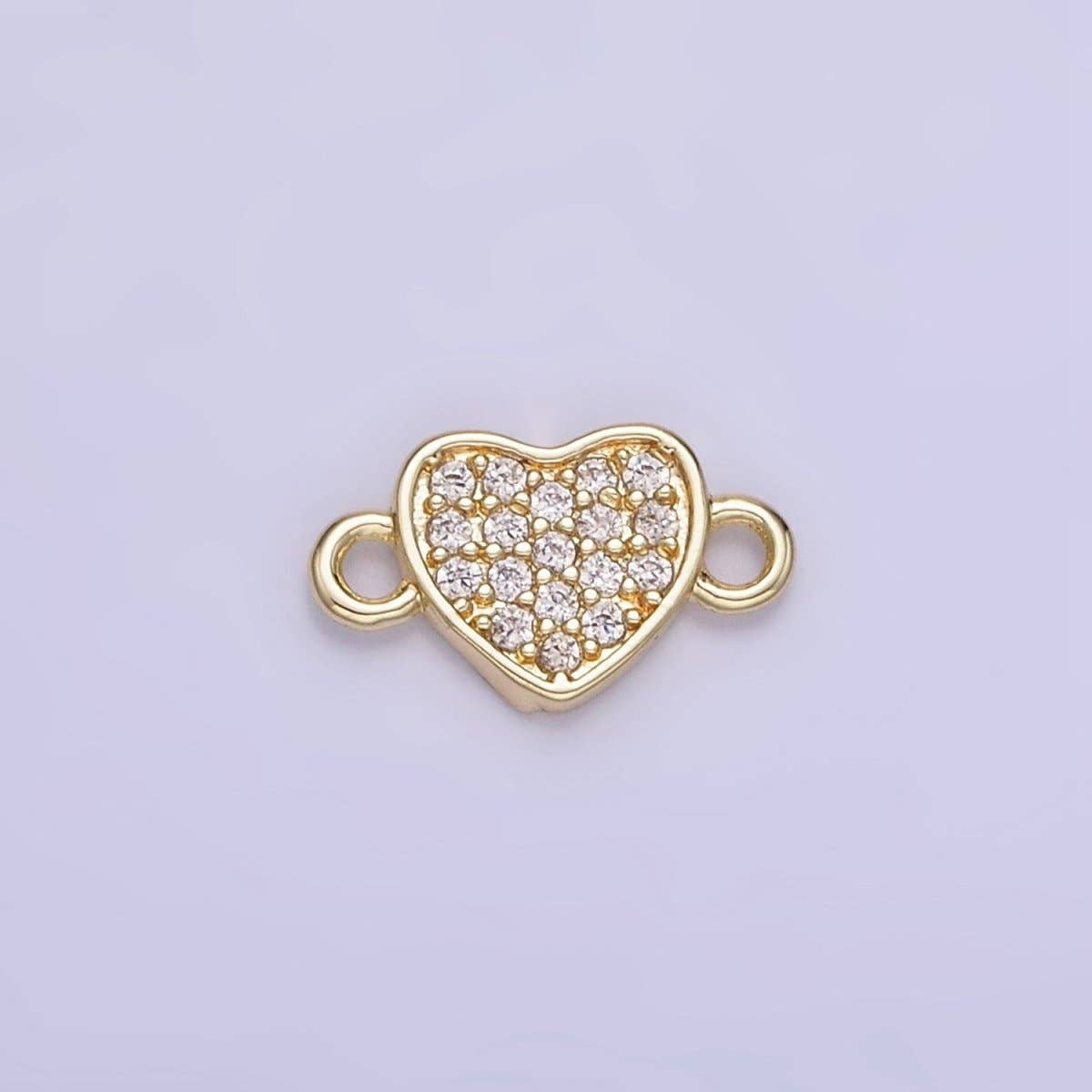Aim Eternal - Wholesale Individual Charm/Pendant - 14K Gold Filled 7mm Micro Paved CZ Heart Mini Connector | G290