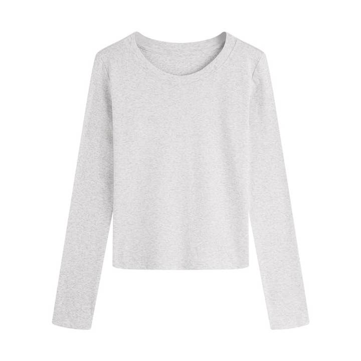 Rosa Clothing - Wholesale T-Shirt - Women's - Slim basic long-sleeved cotton rib T-shirt top3