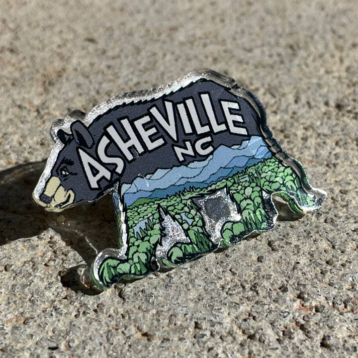 Asheville PIN | Bear with Mountains | Acrylic for wholesale by Sprouted Scribbles