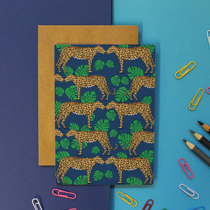 Leopard Notecard for wholesale by martha and hepsie ltd