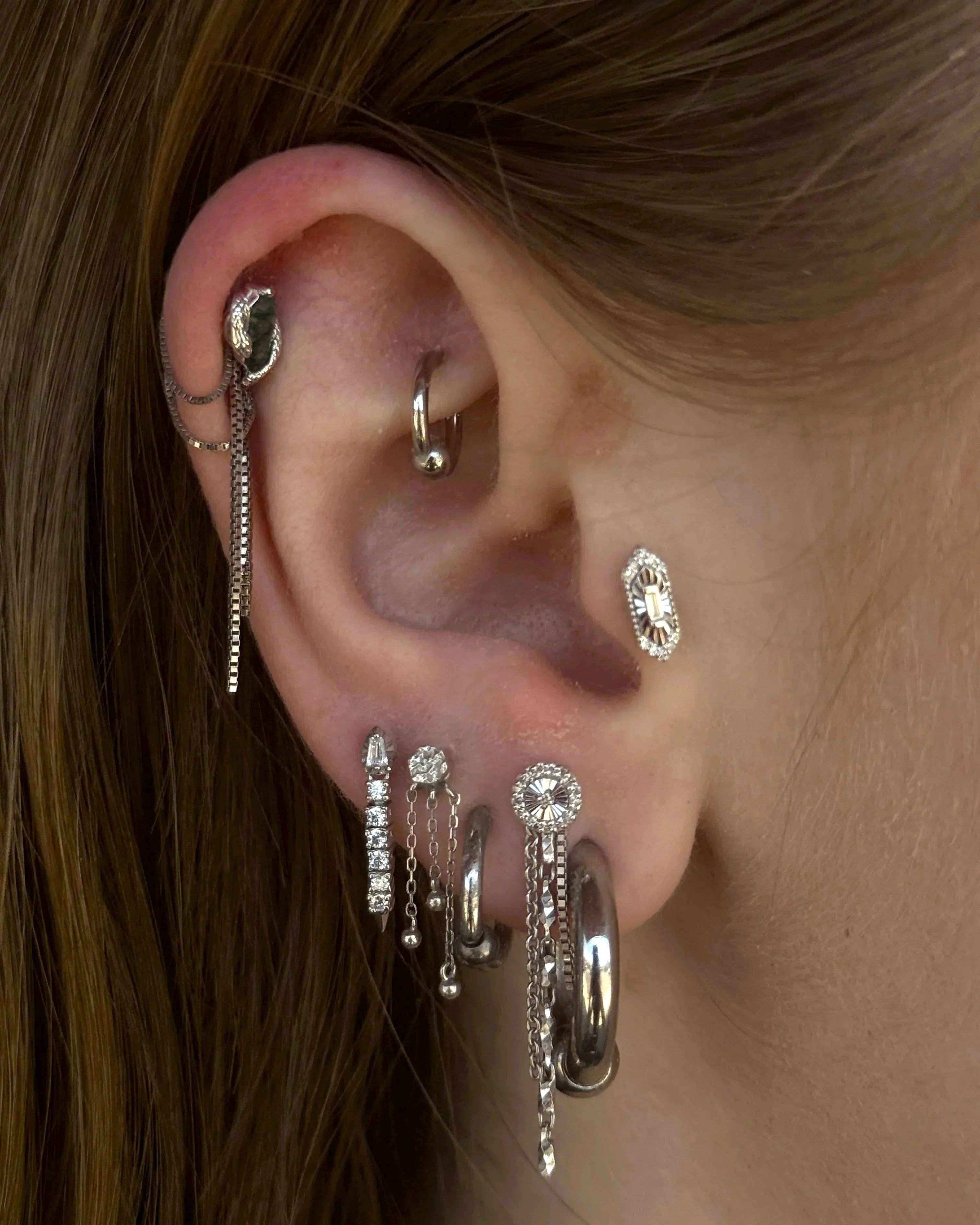 Piercing-zone - Vendita all'ingrosso Orecchini singoli - Eve Was Framed – Estremità Senza Filettatura in Oro 14K con Agata Muschiata1