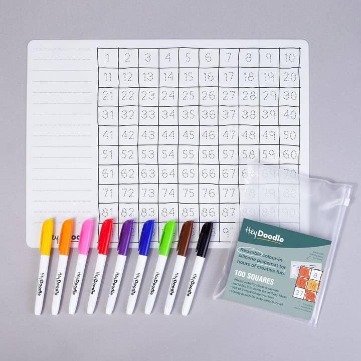 HeyDoodle - Vendita all'ingrosso Tappetino da colorare - Bambini e neonati - 100 Quadrati Classici da Colorare & Tappetino per Scarabocchi