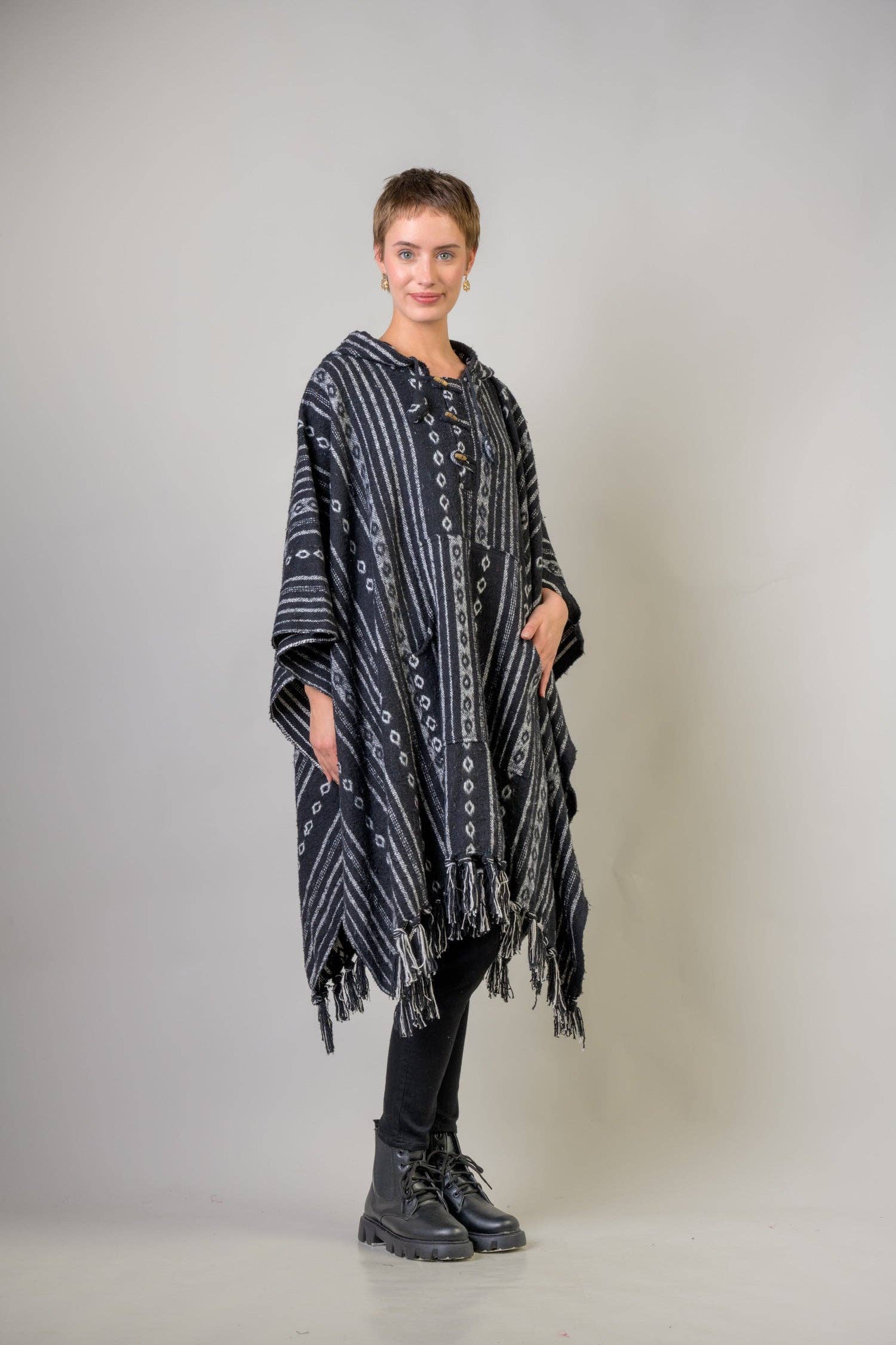 Rhea - Vente Poncho – femme - Poncho en coton à motif Rhea2