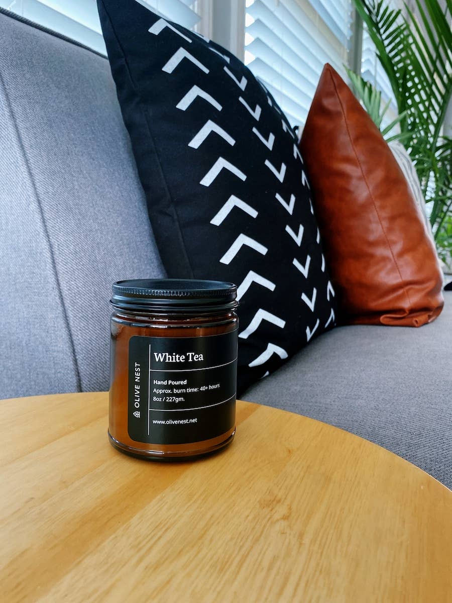 OLIVE NEST - Wholesale Jar/Filled Candle - *Best Seller* White Tea Soy Blend Wood Wick Candle1