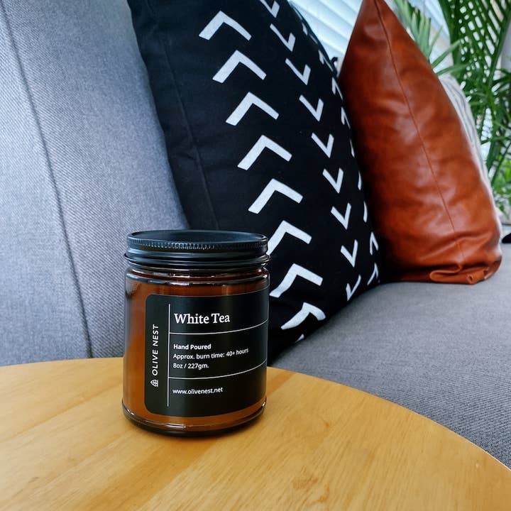 OLIVE NEST - Wholesale Jar/Filled Candle - *Best Seller* White Tea Soy Blend Wood Wick Candle1