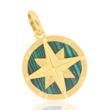 #P40 14kt Solid italiensk gul guld kompas charme for engroshandel hos Elle Diamonds