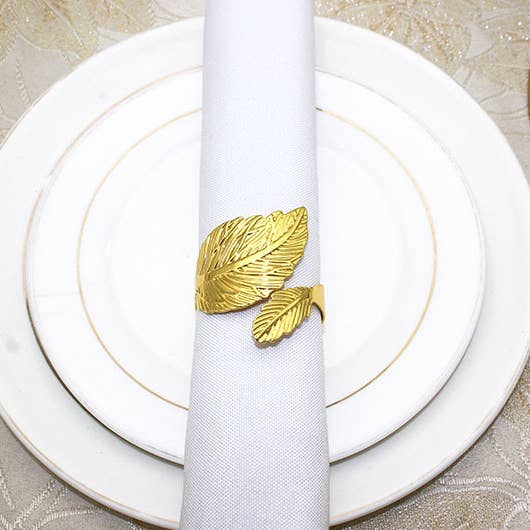 Sostraw & SmartThings - Wholesale Napkin ring - Napkin Ring - Big Leaf - Silver or Gold4
