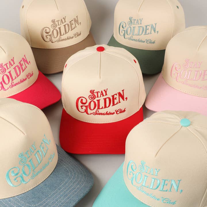 Fashion City - Wholesale Trucker Hat - Women's - Stay Golden Sunshine Club Embroidery Trucker Hat