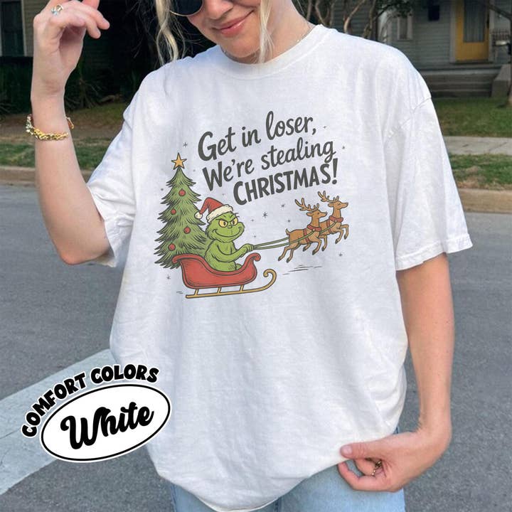 Glaime - Wholesale T-Shirt (Graphic) - Women's - Get in Loser We're Stealing Christmas Shirt, Xmas Sweater8