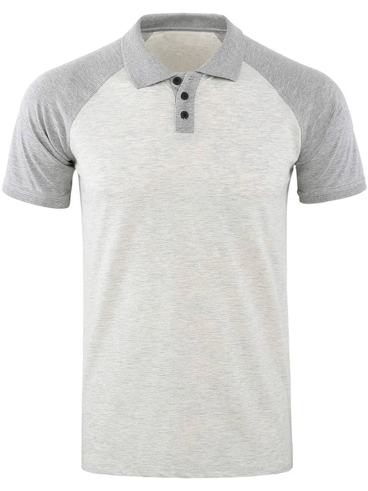 Men's Casual Raglan Sleeve Two-Tone Polo Shirt for wholesale by React Activewear