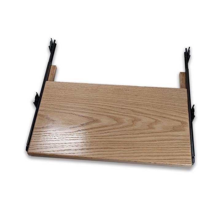 Bandeja de teclado de roble con revestimiento transparente brillante de 20 x 11 pulgadas, bandeja de teclado deslizante de madera para venta al por mayor de Wild Woodworker