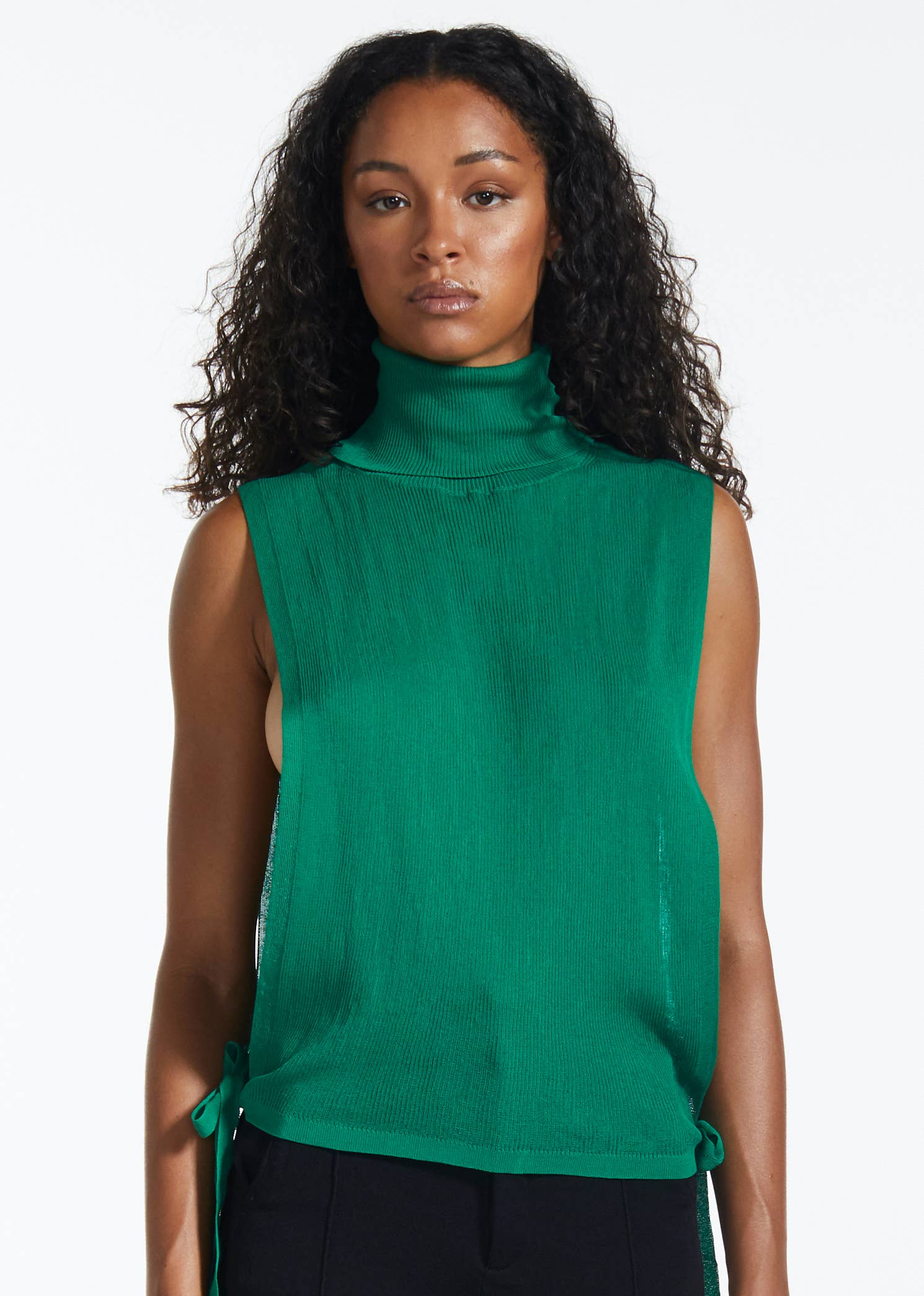 Green Turtleneck Bib Knit Tank for wholesale on Faire7