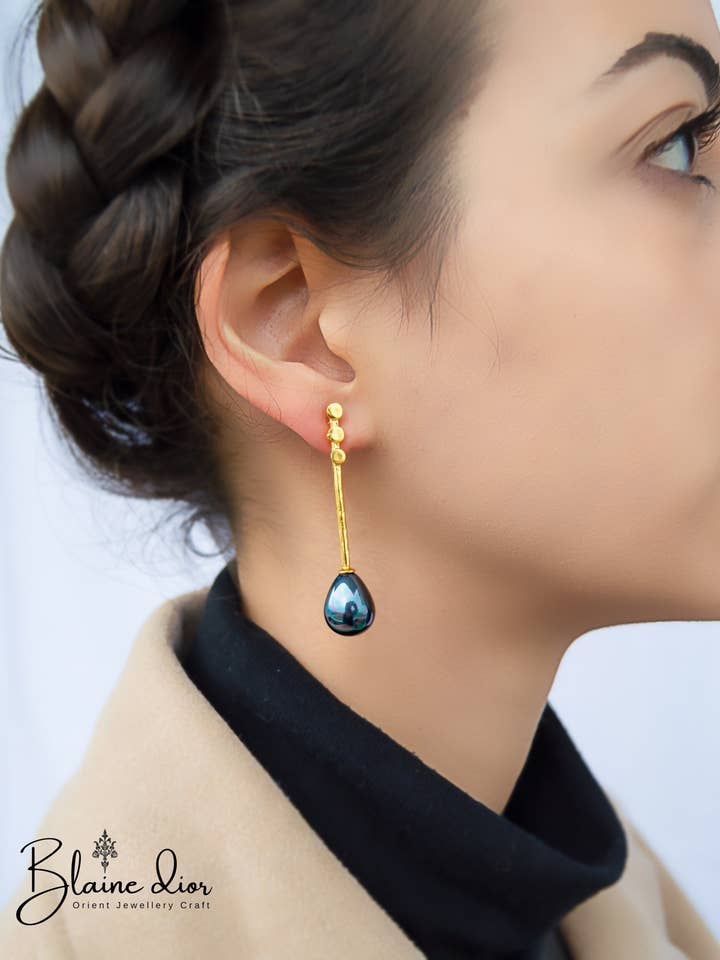 Black Pearl Earrings | Tahitian Pearl Earrings for wholesale by BlaineDor